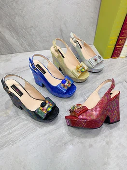 Весенне-осенняя Модная итальянская обувь для вечеринок, Женская обувь в нигерийском стиле, Женская обувь, подходящая для Королевской свадьбы, роскошная обувь