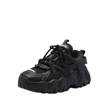 Весенняя спортивная обувь, Женская обувь на плоской подошве с толстой подошвой, Дышащая повседневная женская вулканизированная обувь с круглым носком