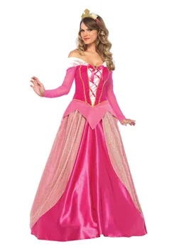 Взрослый костюм Авроры Люкс Спящая Красавица Принцесса Аврора Великолепный костюм на Хэллоуин, Карнавал, Косплей, Розовое длинное платье принцессы