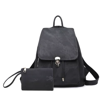 Винтажный женский джинсовый рюкзак из двух предметов, школьные сумки, Модные Повседневные однотонные дорожные рюкзаки С небольшой сумкой для хранения
