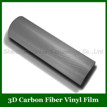 Высокое качество Размер: 1,52 *30 м/рулон Серебристая 3D Виниловая пленка из углеродного Волокна Черная пленка из углеродного волокна Без воздуха + 1 шт. Свободно скребковый инструмент для пленки