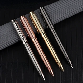 Высококачественная Модная четырехцветная Металлическая Шариковая ручка, деловая маслянистая ручка, Вращающиеся чернила, ручка для подписи, школьные канцелярские принадлежности