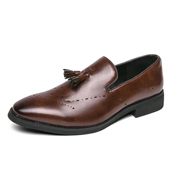 Высококачественная брендовая мужская обувь из натуральной кожи, модельные туфли с кисточками, Банкетные мужские свадебные туфли, деловая обувь для старших сотрудников