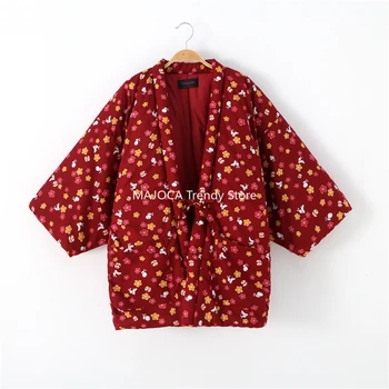 Высококачественные Куртки Hanten, Женское Японское Кимоно, Кардиган, Теплая Хлопковая пижама Yukata Femme, зимние пальто Haori