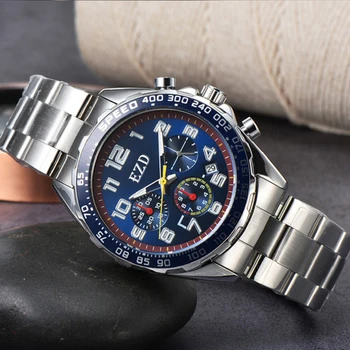 Высококачественные Оригинальные брендовые часы для мужчин, многофункциональные деловые часы с ремешком из нержавеющей стали, хронограф, светящиеся часы AAA