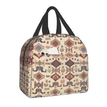 Геометрический этнический Килим с богемным принтом, термоизолированная сумка для ланча, портативный кулер, теплая коробка для ланча для школы, офиса, пикника