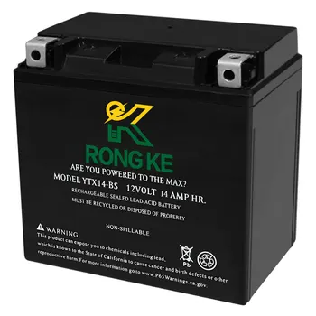 Герметичный свинцово-кислотный аккумулятор RONGKE 12V14AH YTX14-BS, Не Требующий технического обслуживания, SLA AGM Для мотоциклов