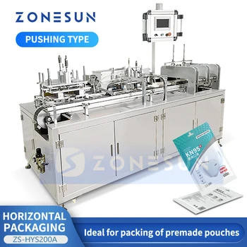 Горизонтальная Автоматическая Машина Для Запайки Пакетов ZS-HYS200A ZONESUN, Толкающая, Подающая, Упаковывающая Продукты Первой Необходимости В Пакеты