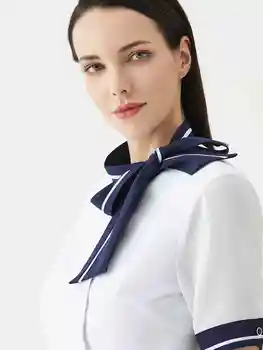 Горячая Распродажа, Женская Униформа Стюардессы авиакомпании, Профессиональный шарф, юбка с воротником, Короткая Рубашка с длинными рукавами, рабочая одежда