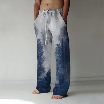 Горячие продажи мужских брюк в 2023 году, летние пляжные брюки, прямая трубка с 3D-принтом, удобные и повседневные