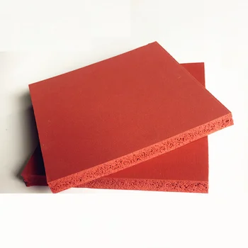 Губчатая пластина из силиконовой пены, Листовая доска, Теплоизоляционное Одеяло, Квадратная Полоса 500 x 500 x 5 мм Красного цвета