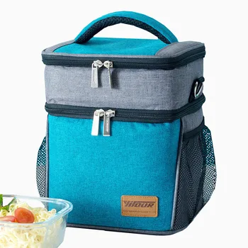 Двухслойный Наплечный рюкзак-холодильник, Термоизолированная сумка для ланча, Большой Водонепроницаемый Контейнер для хранения свежих продуктов для пикника