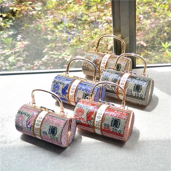 Денежный Клатч Со стразами, кошелек 10000 долларов, стопка наличных, Вечерние сумки, сумка для свадебного ужина, 5 цветов