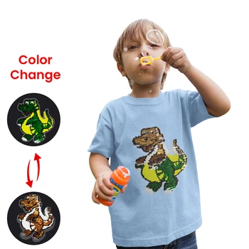 Детская футболка с блестками, меняющая цвет, хлопковые топы с короткими рукавами для мальчиков, детская одежда для мальчиков от 4 до 12 лет