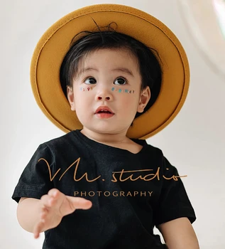 Детская шапочка, футболка, комплект для фотосессии, Хлопковый детский наряд для фотосессии, простая одежда для маленьких мальчиков, Аксессуары для фотосессии