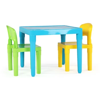 Детский легкий пластиковый стол для аквааэробики и комплект из 2 стульев, квадратные, зеленые и желтые стулья