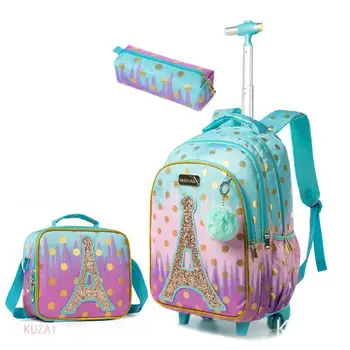 Детский школьный рюкзак на колесиках для девочек, Рюкзак на колесиках для девочек, сумка на колесиках, детский дорожный багаж mochila para