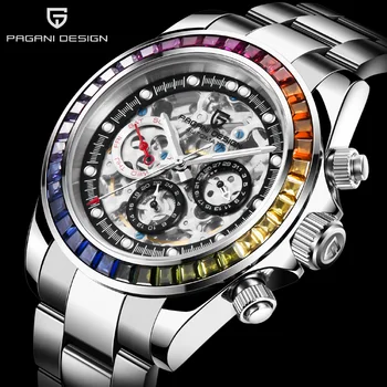 Дизайнерский бренд PAGANI, роскошные автоматические часы Rainbow Circle, мужские механические наручные часы со скелетом, мужские часы для дайверов из нержавеющей стали