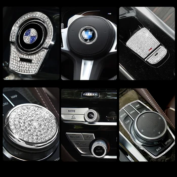 Для BMW Чехлы с логотипом Рулевого колеса, Термоаппликационные Наклейки, Побрякушки, Украшение интерьера, 3 серии, 5 серий, Наклейка со стразами