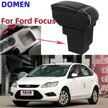 Для Ford Focus подлокотник коробка, детали интерьера, Центральное содержимое автомобиля С выдвижным отверстием для чашки, Большое пространство, двухслойный USB
