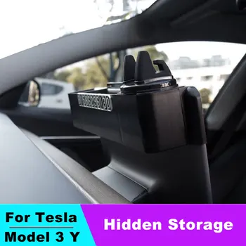 Для Tesla Модель 3 Y, коробка для салфеток, держатель Hi-pass За экраном, Декор большого пространства, Скрытое хранение, Парковка, Номер телефона