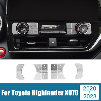 Для Toyota Highlander XU70 2020-2022 2023 Алюминиевая приборная панель автомобиля, кнопка управления переключателем кондиционера, регулировка наклеек