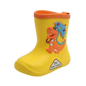 Дождевики для маленьких девочек и мальчиков, классическая водонепроницаемая детская обувь, детские непромокаемые сапоги с динозавром, Резиновые сапоги, детская водонепроницаемая обувь с героями мультфильмов