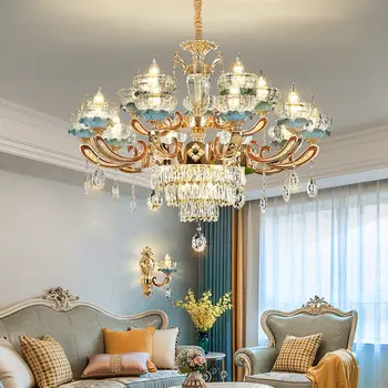 Европейская Хрустальная Люстра, Итальянская лампа для гостиной, лампа для столовой, Роскошная Лампа для спальни, Роскошная Хрустальная лампа для Французской виллы