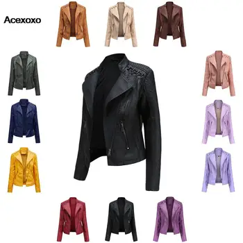 Европейский код 2023, новая женская короткая куртка, тонкое кожаное пальто, женский мотоциклетный костюм