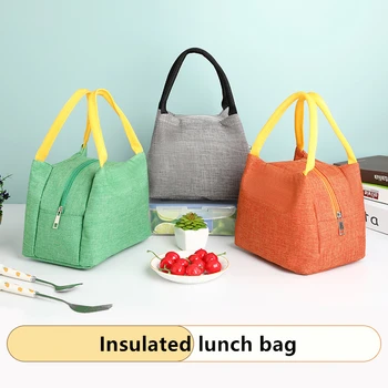 Женская изолированная сумка для ланча из ткани Оксфорд, Контейнер для еды, Переносная термосумка-холодильник, сумка-бенто для пикника в офисе
