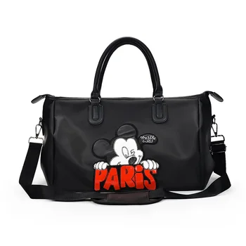 Женская сумка Disney с Микки Маусом и Минни большой емкости, простая сумка через плечо, простая водонепроницаемая легкая дорожная сумка для улицы 39X26X18