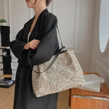 Женская сумка Xiaoxiangfeng 2021, новый нишевый дизайн, женская сумка-тоут большой емкости, модная универсальная холщовая сумка, простая W36