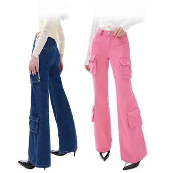 Женские брюки-карго Barbie, черные джинсы Y2K, повседневные брюки с низкой посадкой, синие винтажные джинсы с принтом, мешковатые широкие брюки для девочек, подарки