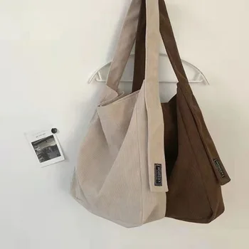 Женские вельветовые сумки, Новая холщовая сумка через плечо в стиле ретро, Большая вместимость, универсальная сумка-мессенджер для студенческого класса, сумки для женщин