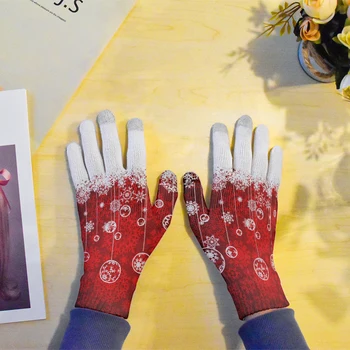 Женские мужские перчатки с принтом, Рождественские противоскользящие Перчатки, Уличные Волшебные перчатки с сенсорным экраном, Вязаные перчатки для защиты труда, Садовые перчатки