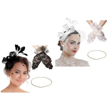 Женские перчатки-чародей, ожерелье, чародей с перьями, чародейка для чаепития, чародейка с бантом, прямая доставка