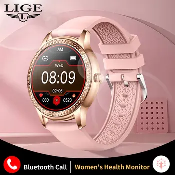 Женские смарт-часы LIGE с Bluetooth-вызовом, Умные часы AMOLED, Водонепроницаемые Женские Спортивные часы с напоминанием о периоде для женщин IOS Android