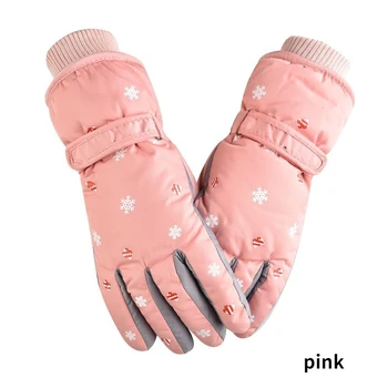 Зимние теплые перчатки для женщин плюс бархатные велосипедные ветрозащитные перчатки, студенческое милое непромокаемое велосипедное снаряжение, лыжные перчатки для девочек
