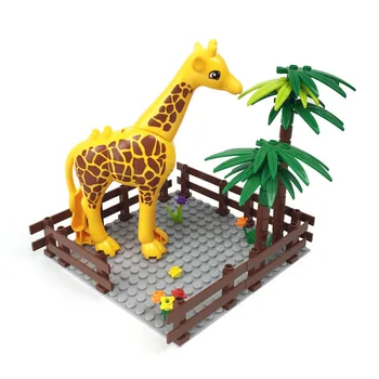 Зоопарк, ферма, животное, Домик с жирафом, строительные блоки, мини-фигурки, игрушки