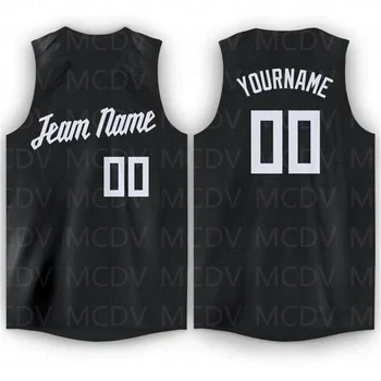 Изготовленная на заказ Черно-белая баскетбольная майка с V-образным вырезом и 3D принтом Названия команды, номер Жилета, одежда для занятий спортом для взрослых/молодежи