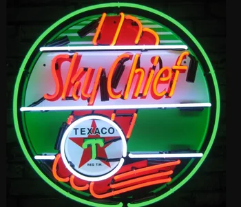 Изготовленная на заказ стеклянная неоновая световая вывеска пивного бара Texaco Sky Chief