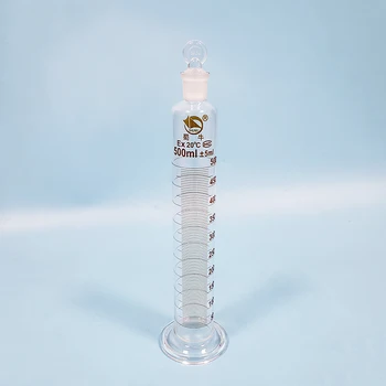 Измерительный цилиндр из боросиликатного стекла SHUNIU с градуировками и притертой стеклянной пробкой, емкость 500 мл, лабораторный цилиндр