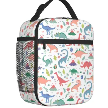 Изолированная сумка для ланча с мультяшным принтом динозавра для женщин, Герметичный термоохладитель, коробка для Бенто, дети школьного возраста