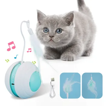 Интерактивные Игрушки для кошек с Птичьим Звуком, Светодиодной Подсветкой, Автоматическим вращением на 360 °, USB-Зарядкой, Роботизированные Игрушки для Кошек, Перемещающиеся в помещении