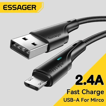 Кабель Essager Micro USB Для быстрой зарядки, Кабель для передачи данных для Xiaomi Realme Redmi Note Samsung, Шнур для зарядного устройства для мобильного телефона, провод Micro USB