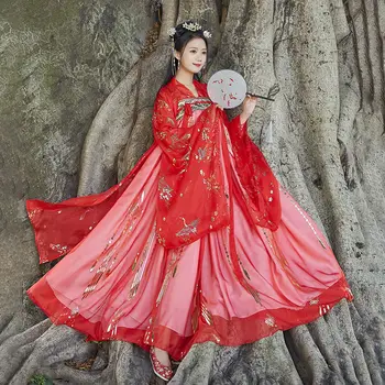 Китайские Платья Феи Xinhua Ханфу, Традиционные женские танцевальные костюмы, Косплей, Женская одежда Принцессы, Большие Размеры, Красный