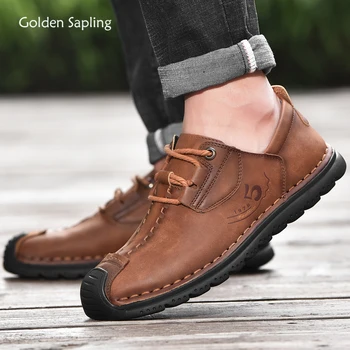 Классические мужские лоферы Golden Sapling из дышащей кожи, легкая мужская повседневная обувь, Модная обувь для вождения, лоферы в стиле ретро для отдыха