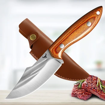 Кованый охотничий нож для разделки мяса Ручной работы, Нож шеф-повара, Кухонный нож из нержавеющей стали, Нож для разделки рыбы
