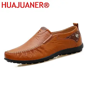 Кожаная обувь Мужская модная натуральная кожа Высокого качества, элитный бренд, удобная мужская повседневная обувь для вождения, Большие размеры 37-47