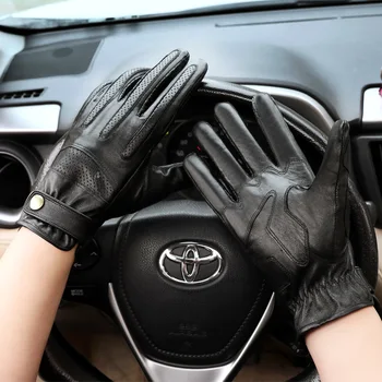 Кожаные перчатки мужские дышащие перчатки из овчины локомотивные ретро мотоциклетные перчатки с сенсорным экраном для вождения